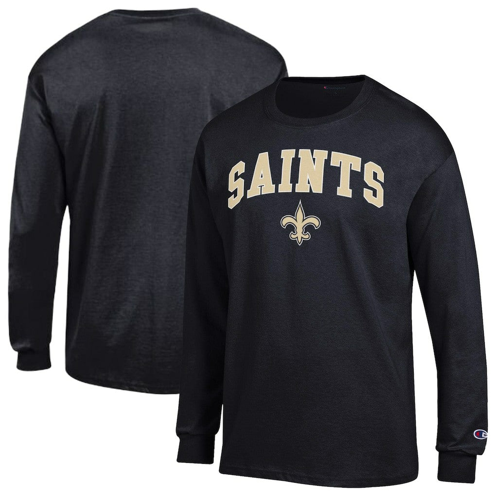 New Orleans Saints Champion Arch Over Logo Long Sleeve T-Shirt - Black T-shirts