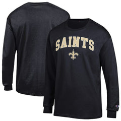 New Orleans Saints Champion Arch Over Logo Long Sleeve T-Shirt - Black T-shirts
