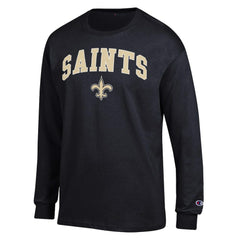 New Orleans Saints Champion Arch Over Logo Long Sleeve T-Shirt - Black T-shirts