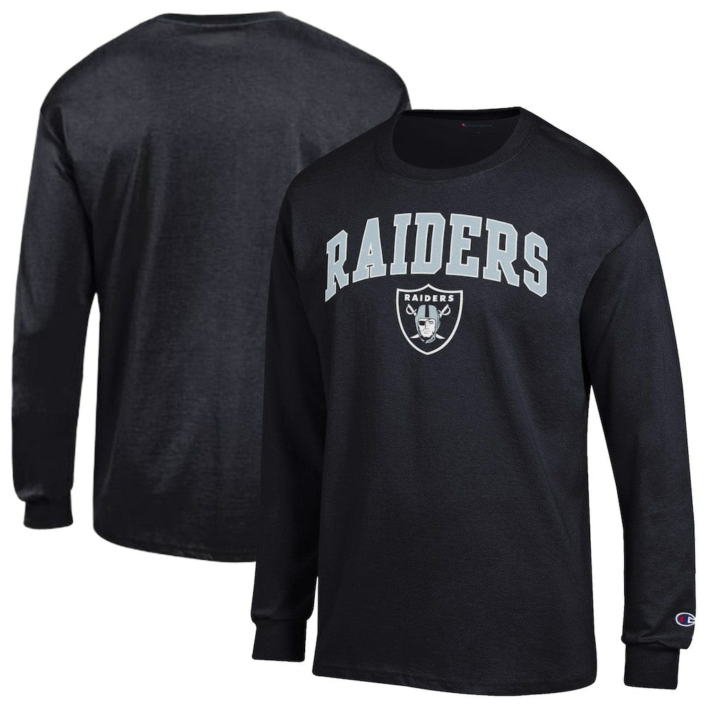 Las Vegas Raiders Champion Arch Over Logo Long Sleeve T-Shirt - Black T-shirts