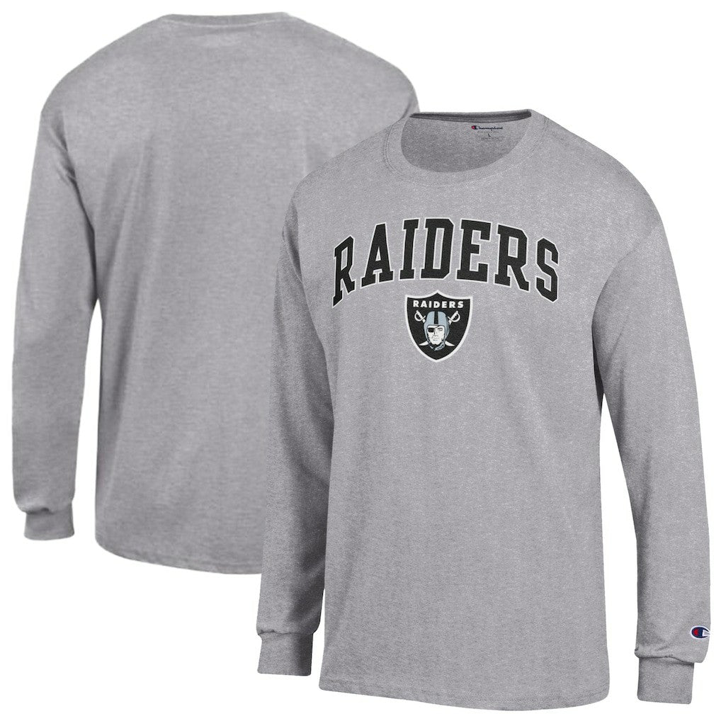 Las Vegas Raiders Champion Arch Over Logo Long Sleeve T-Shirt - Gray T-shirts