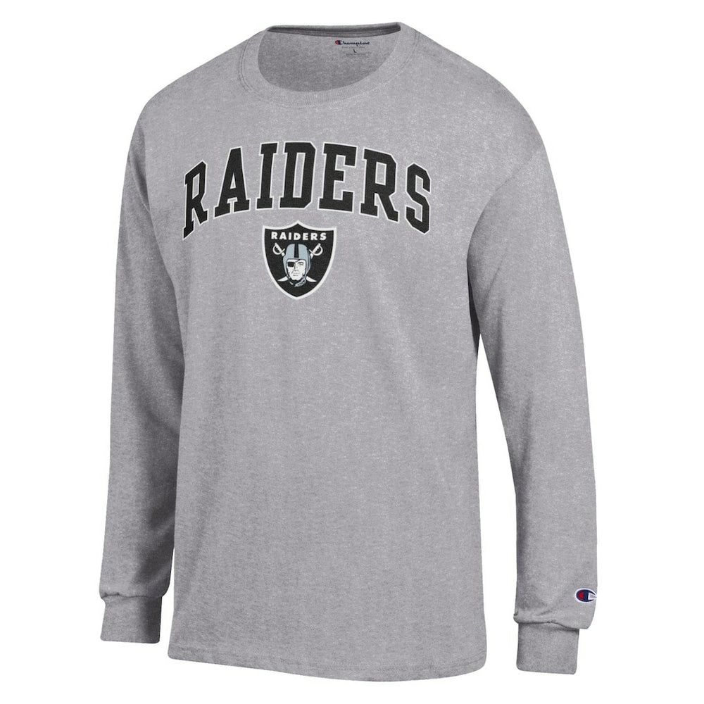 Las Vegas Raiders Champion Arch Over Logo Long Sleeve T-Shirt - Gray T-shirts