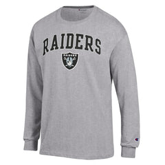 Las Vegas Raiders Champion Arch Over Logo Long Sleeve T-Shirt - Gray T-shirts