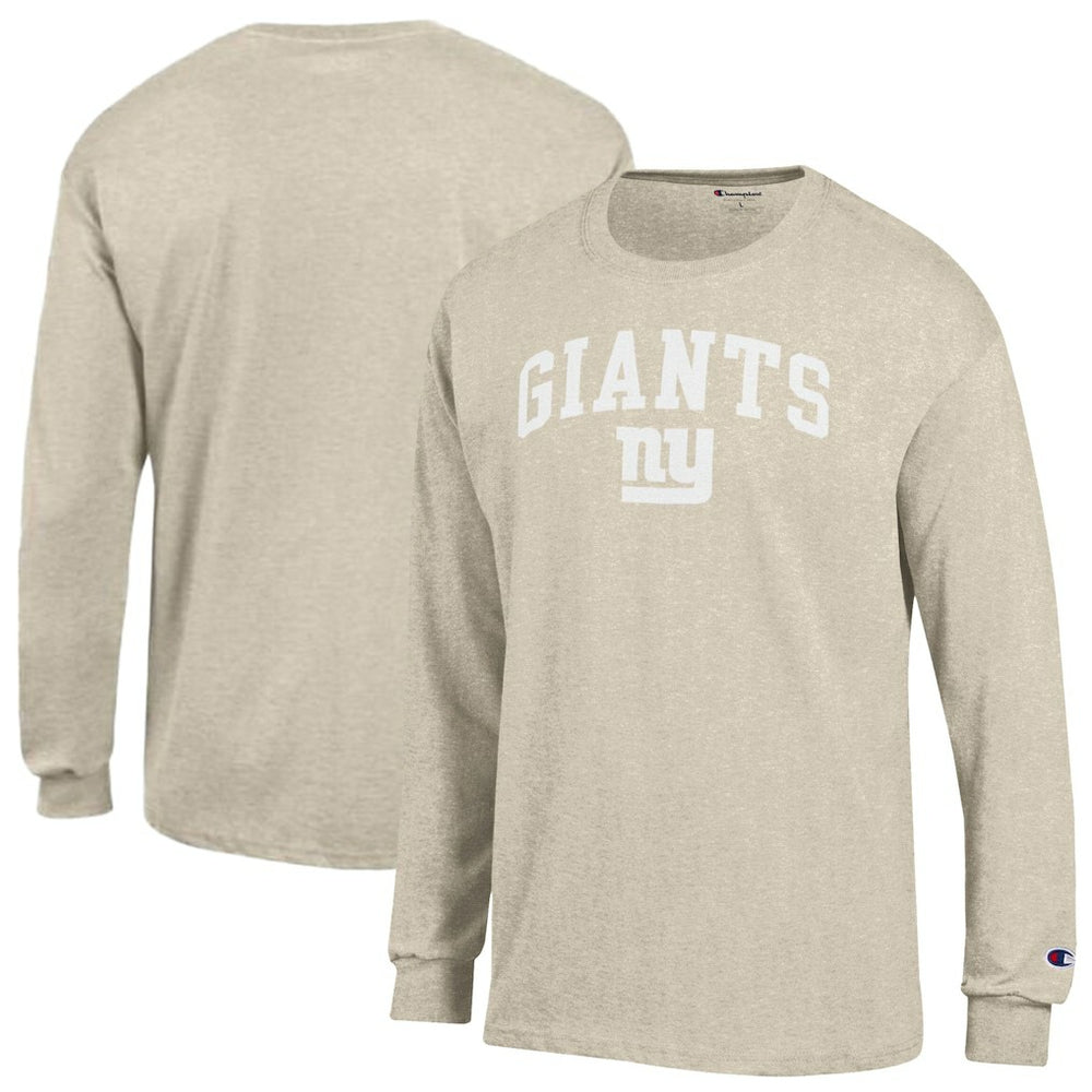 New York Giants Champion White Ink Jersey Long Sleeve T-Shirt - Oatmeal T-shirts