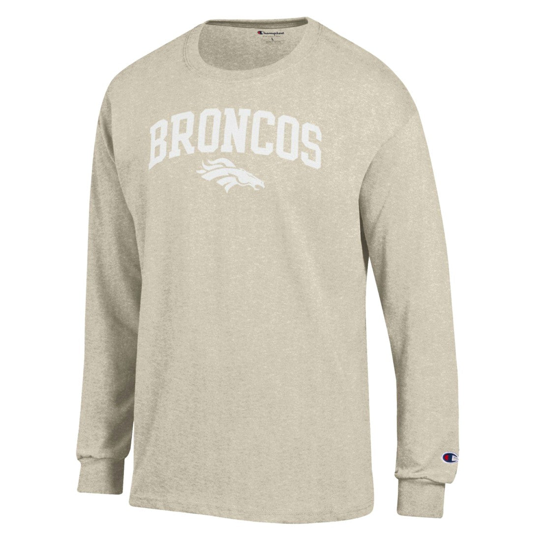Denver Broncos Champion White Ink Jersey Long Sleeve T-Shirt - Oatmeal T-shirts