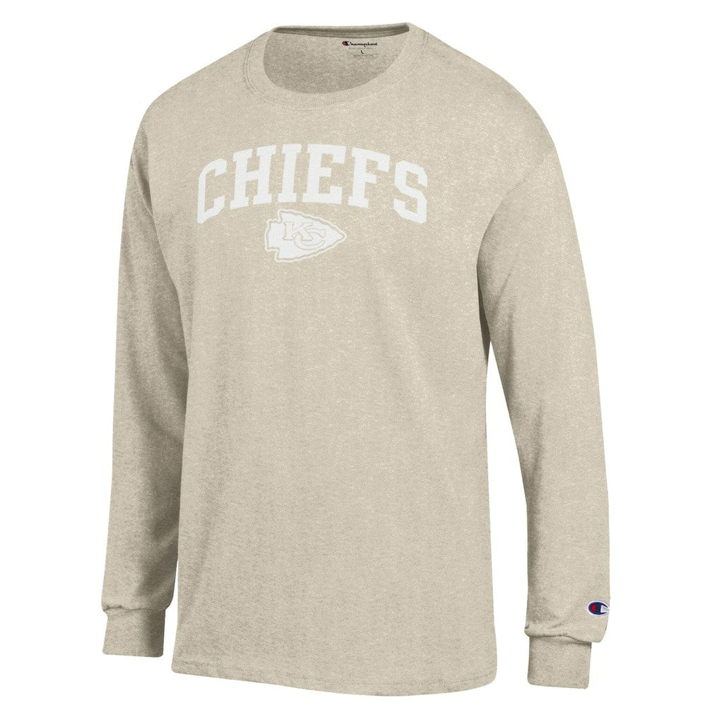 Kansas City Chiefs Champion White Ink Jersey Long Sleeve T-Shirt - Oatmeal T-shirts