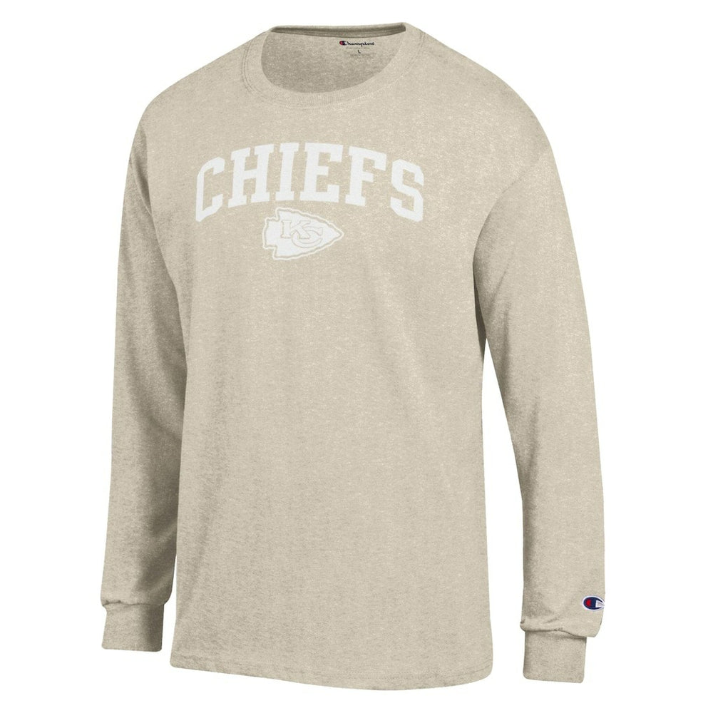 Kansas City Chiefs Champion White Ink Jersey Long Sleeve T-Shirt - Oatmeal T-shirts