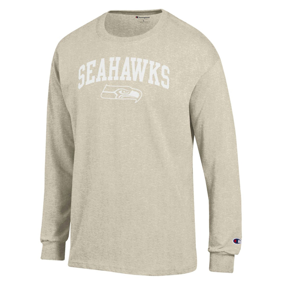 Seattle Seahawks Champion White Ink Jersey Long Sleeve T-Shirt - Oatmeal T-shirts