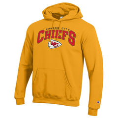 Kansas City Chiefs Champion Powerblend Arch over Logo Hoodie - Gold Hoodies