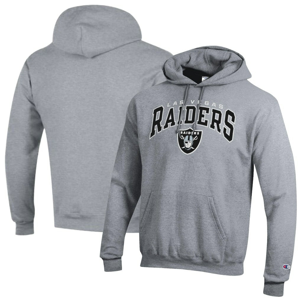Las Vegas Raiders Champion Powerblend Arch over Logo Hoodie - Gray Hoodies