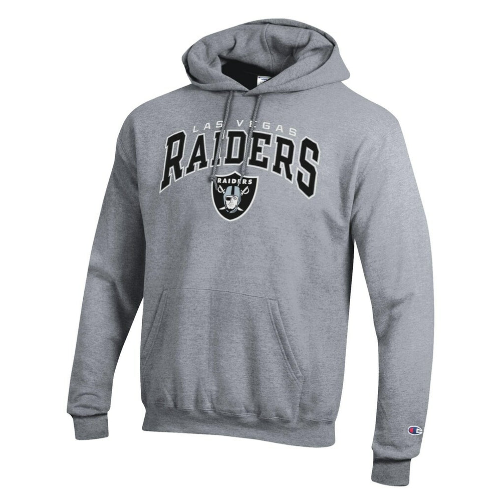 Las Vegas Raiders Champion Powerblend Arch over Logo Hoodie - Gray Hoodies