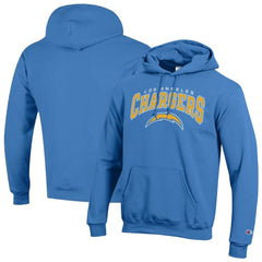 Los Angeles Chargers Champion Powerblend Arch over Logo Hoodie - Powder Blue Hoodies