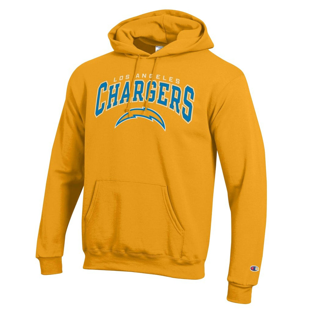 Los Angeles Chargers Champion Powerblend Arch over Logo Hoodie - Gold Hoodies