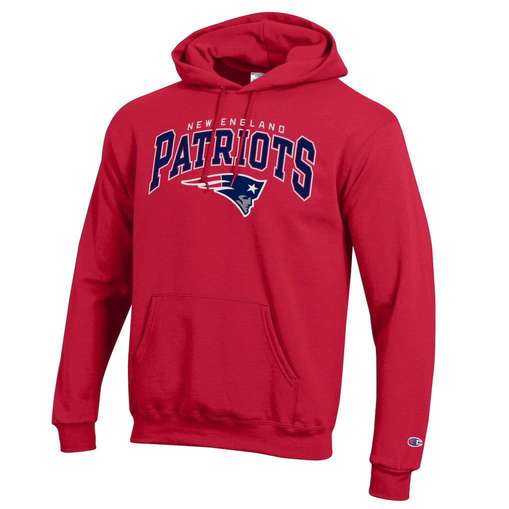 New England Patriots Champion Powerblend Arch over Logo Hoodie - Red Hoodies
