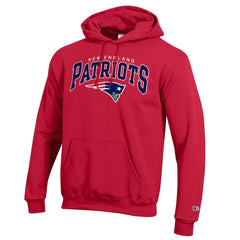 New England Patriots Champion Powerblend Arch over Logo Hoodie - Red Hoodies