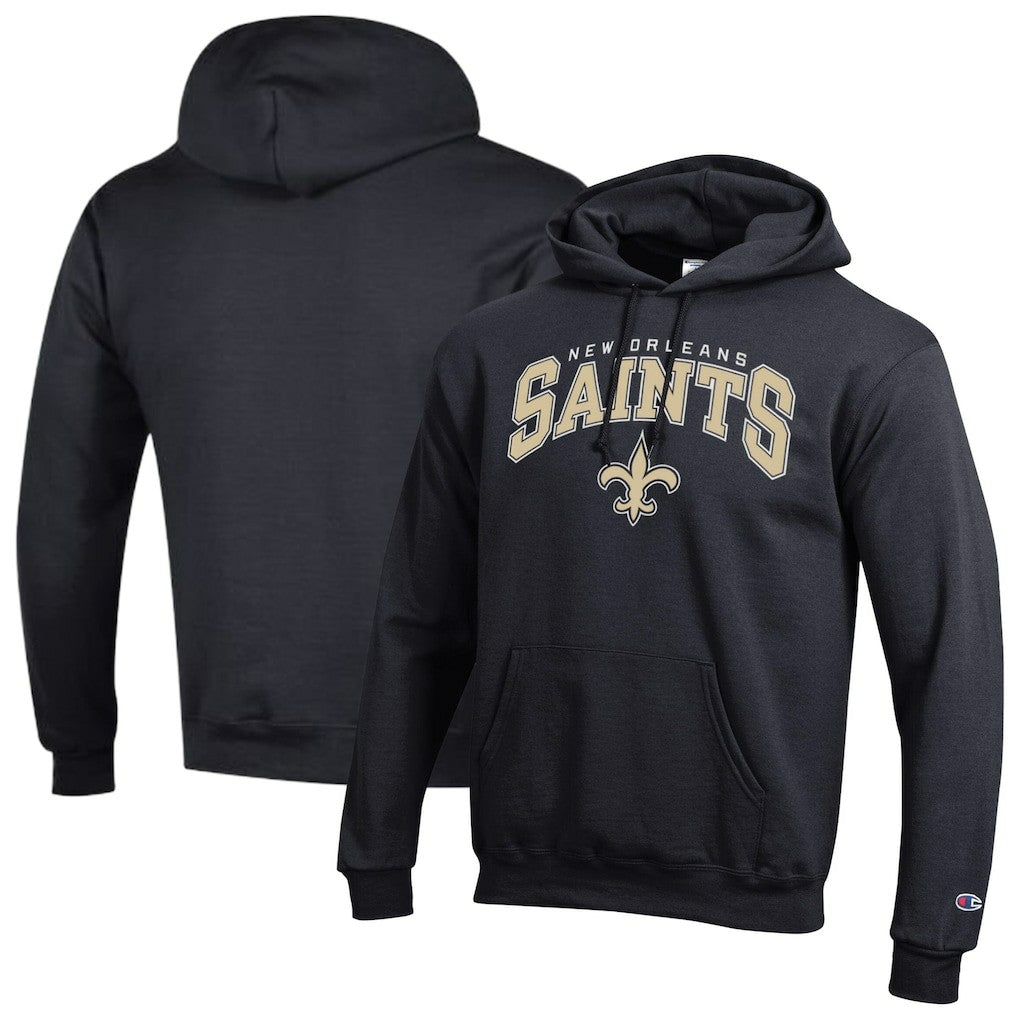 New Orleans Saints Champion Powerblend Arch over Logo Hoodie - Black Hoodies