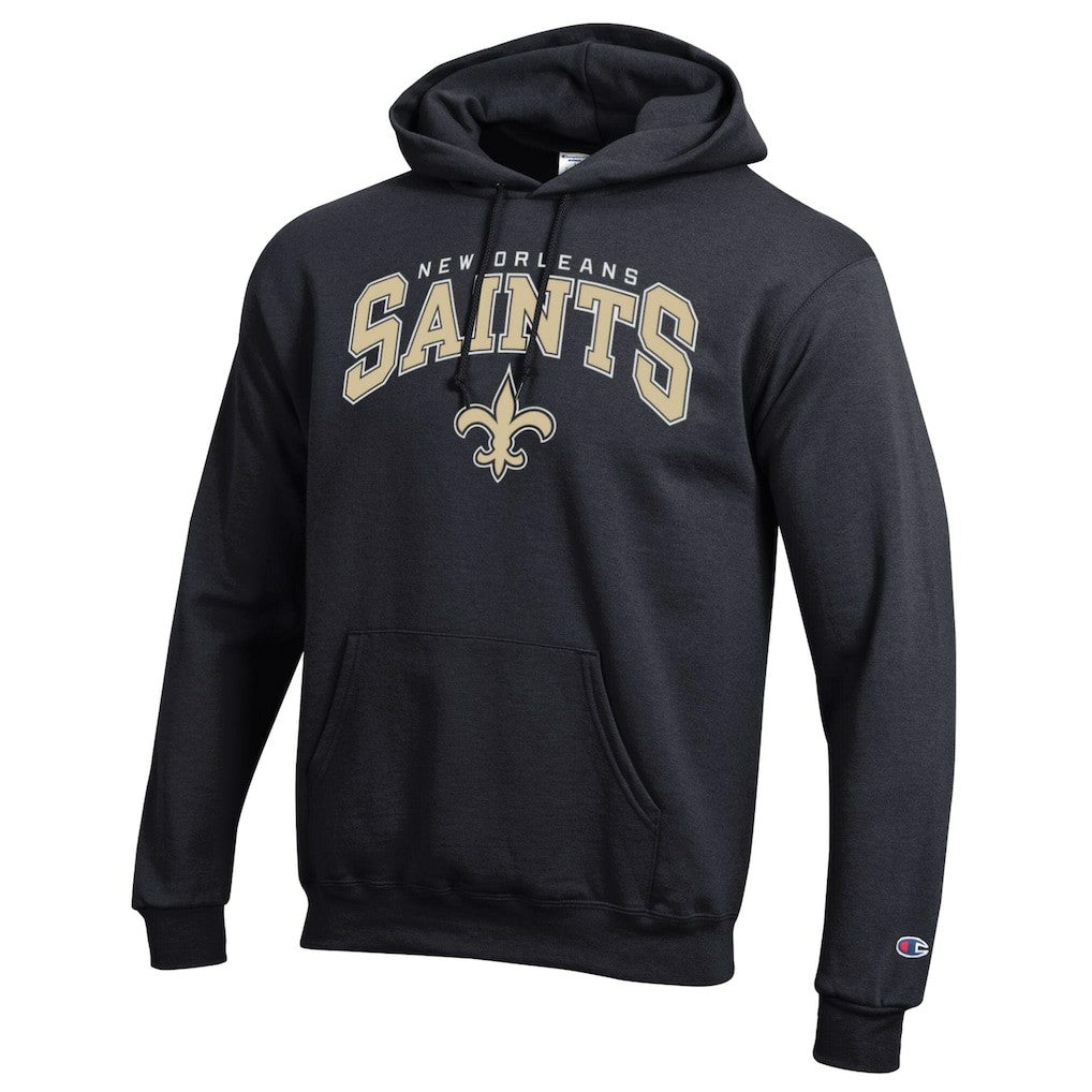 New Orleans Saints Champion Powerblend Arch over Logo Hoodie - Black Hoodies