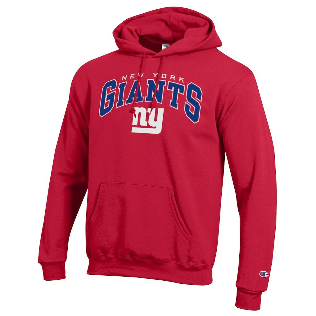 New York Giants Champion Powerblend Arch over Logo Hoodie - Red Hoodies