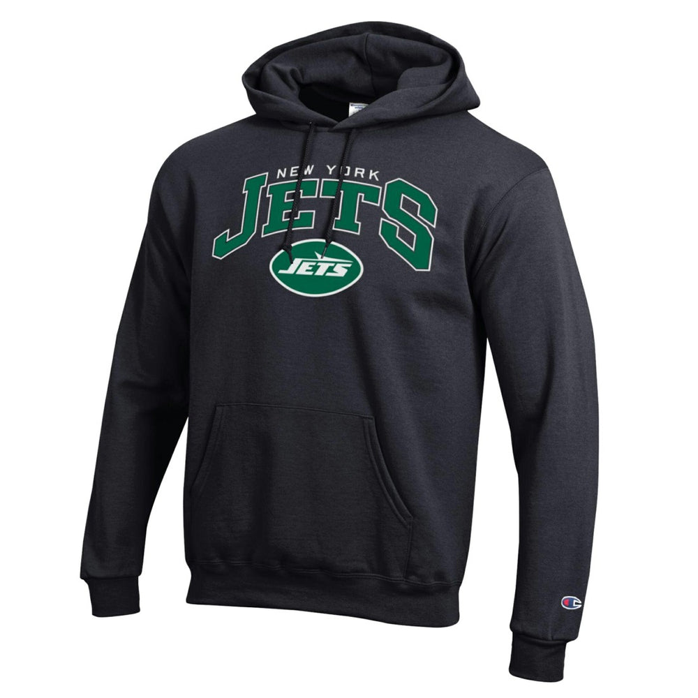 New York Jets Champion Powerblend Arch over Logo Hoodie - Black Hoodies