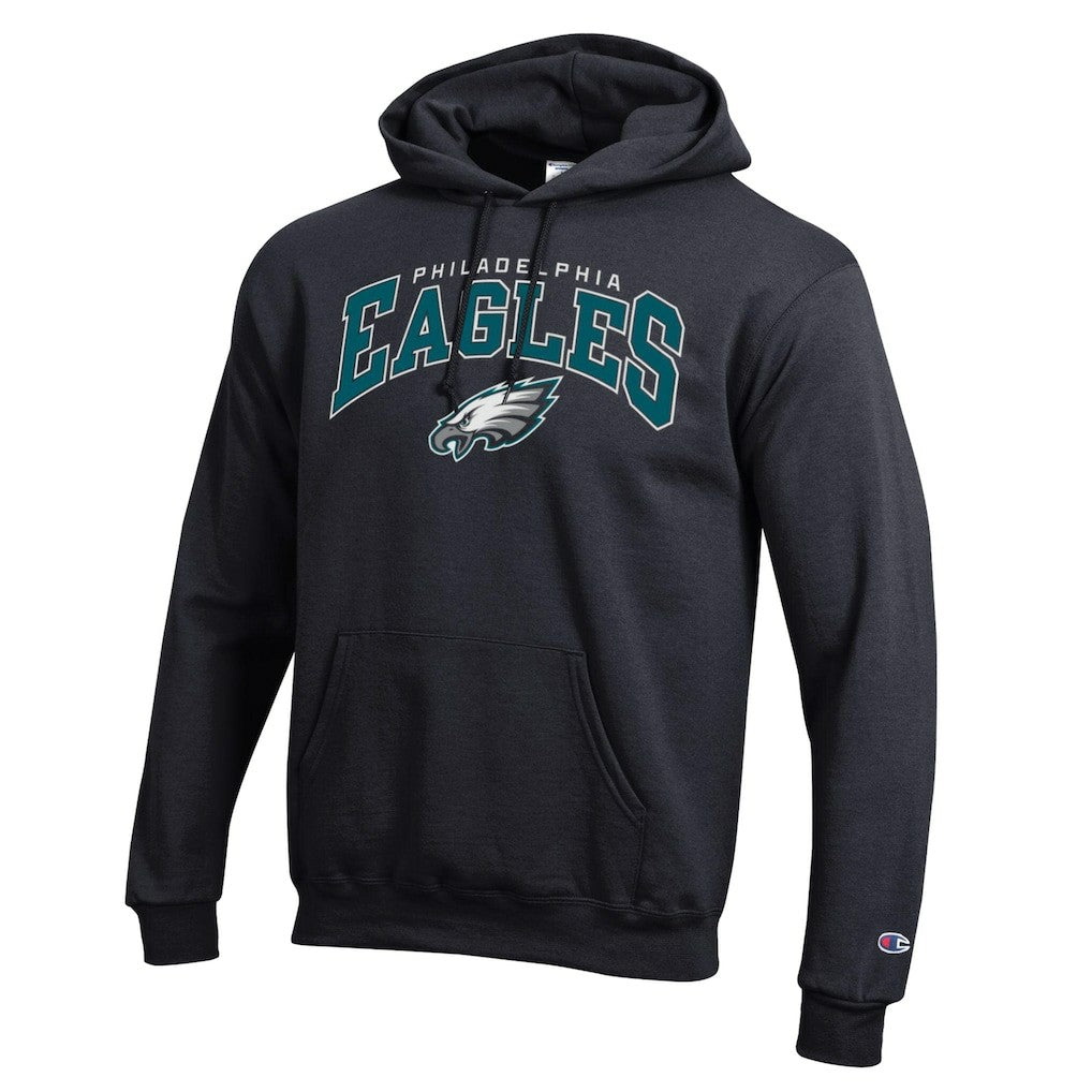 Philadelphia Eagles Champion Powerblend Arch over Logo Hoodie - Black Hoodies