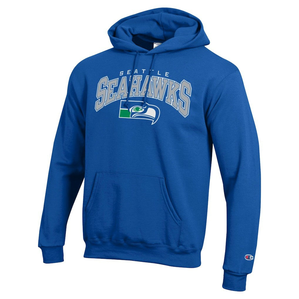 Seattle Seahawks Champion Powerblend Arch over Logo Hoodie - Royal Hoodies