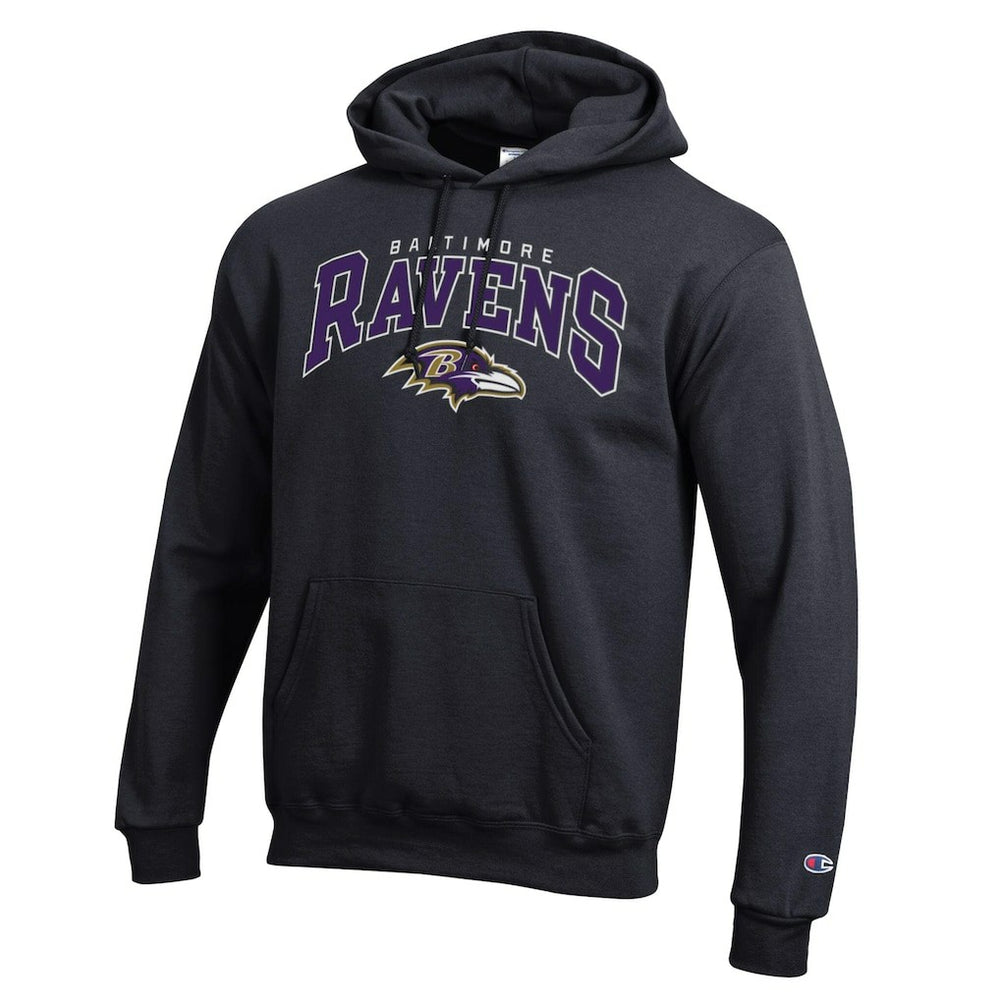 Baltimore Ravens Champion Powerblend Arch over Logo Hoodie - Black Hoodies