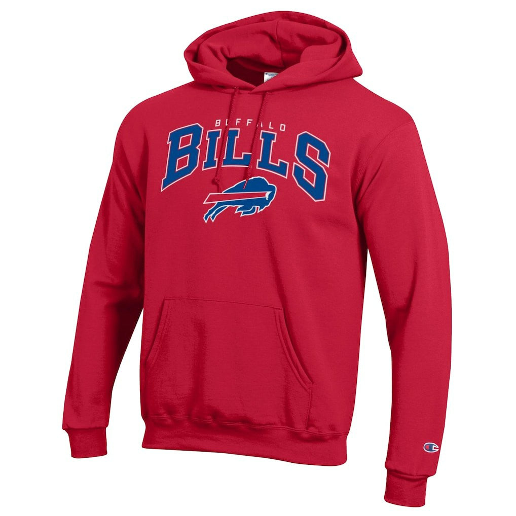 Buffalo Bills Champion Powerblend Arch over Logo Hoodie - Red Hoodies