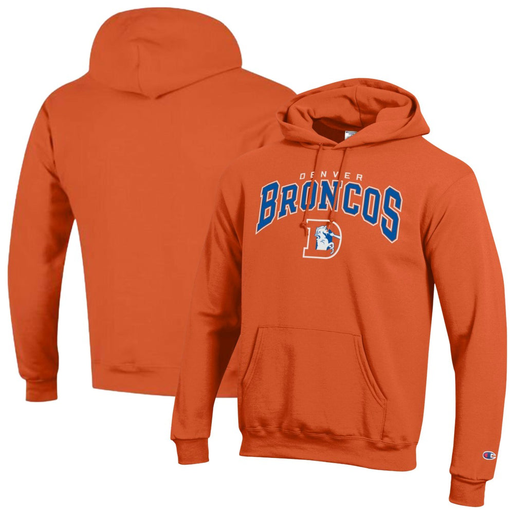 Denver Broncos Champion Powerblend Arch over Logo Hoodie - Orange Hoodies