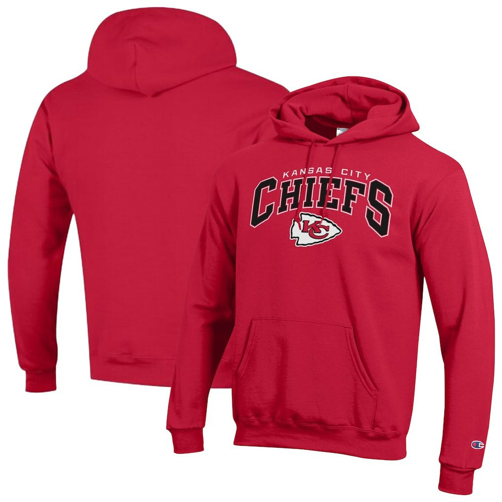 Kansas City Chiefs Champion Powerblend Arch over Logo Hoodie - Red Hoodies