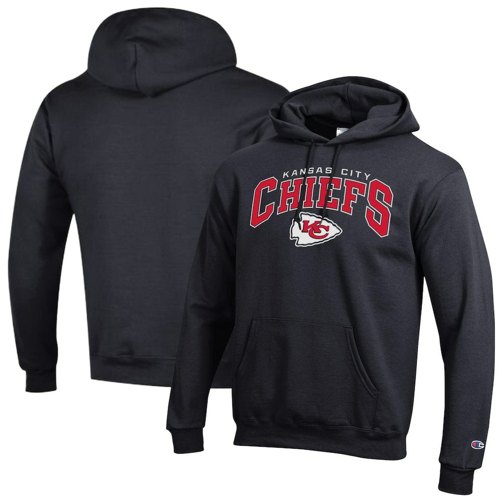 Kansas City Chiefs Champion Powerblend Arch over Logo Hoodie - Black Hoodies