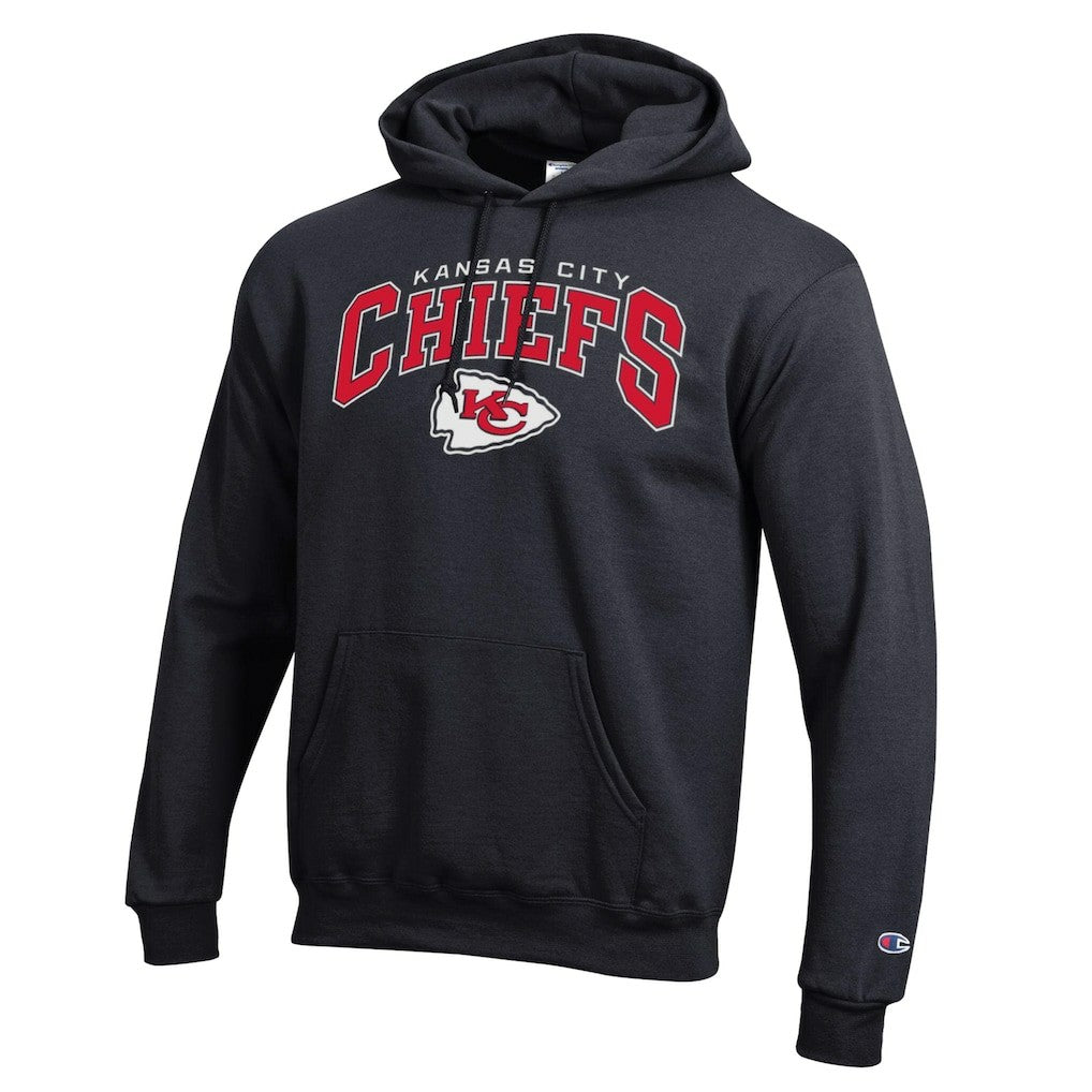 Kansas City Chiefs Champion Powerblend Arch over Logo Hoodie - Black Hoodies