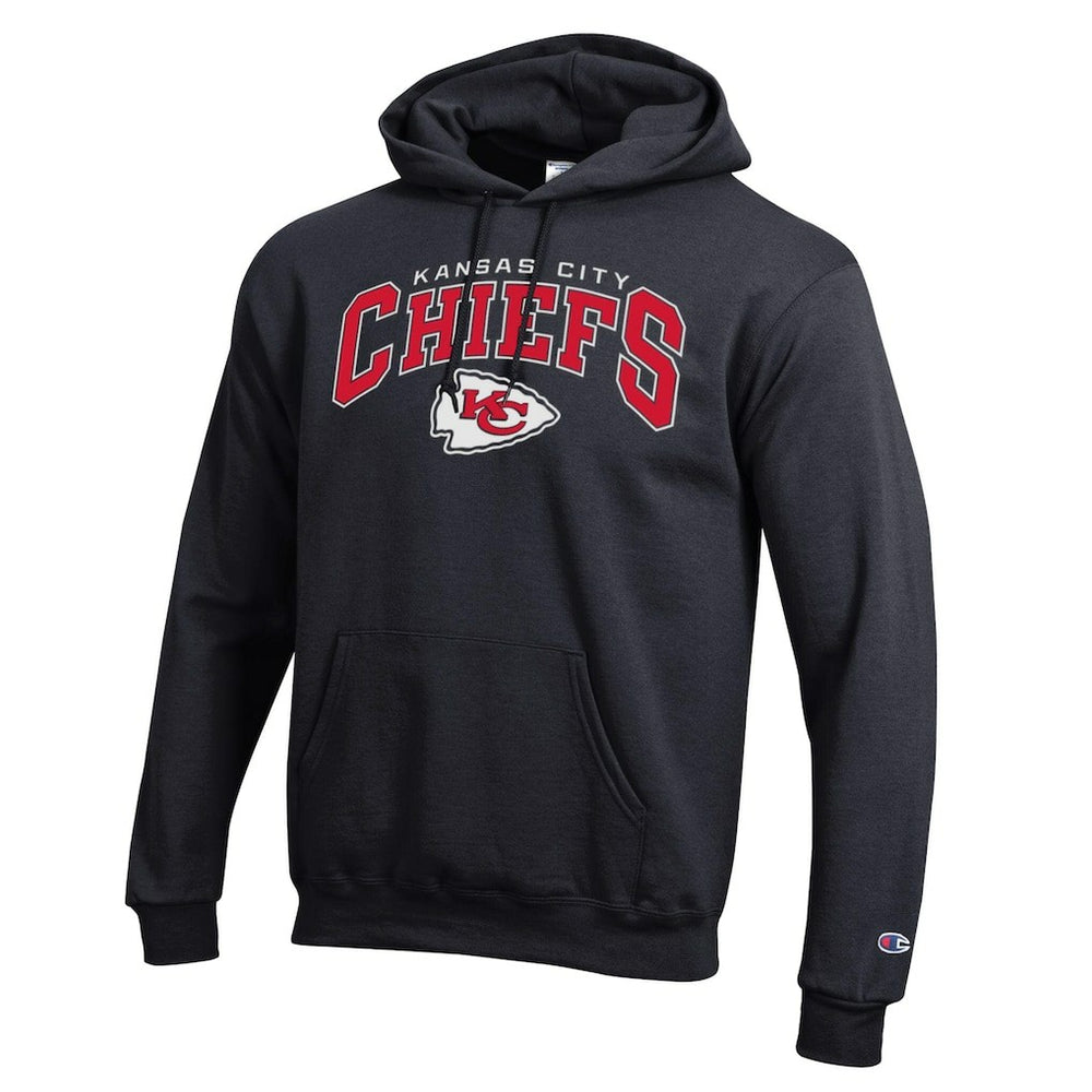 Kansas City Chiefs Champion Powerblend Arch over Logo Hoodie - Black Hoodies