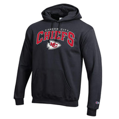 Kansas City Chiefs Champion Powerblend Arch over Logo Hoodie - Black Hoodies
