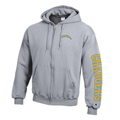 Los Angeles Chargers Champion Powerblend Fleece Full-Zip Hoodie - Heather Gray Hoodies