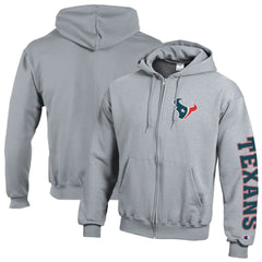 Houston Texans Champion Powerblend Fleece Full-Zip Hoodie - Heather Gray Hoodies