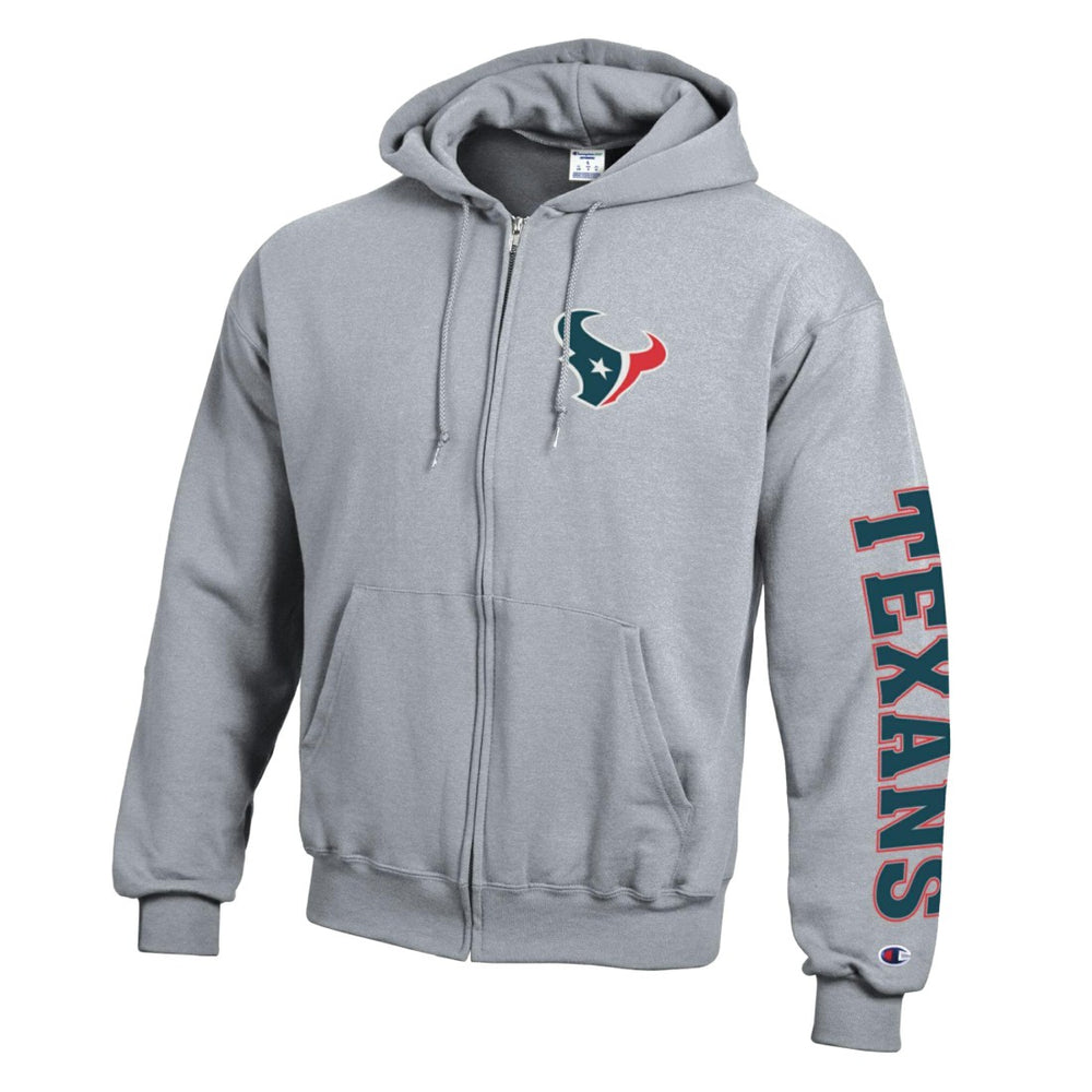 Houston Texans Champion Powerblend Fleece Full-Zip Hoodie - Heather Gray Hoodies