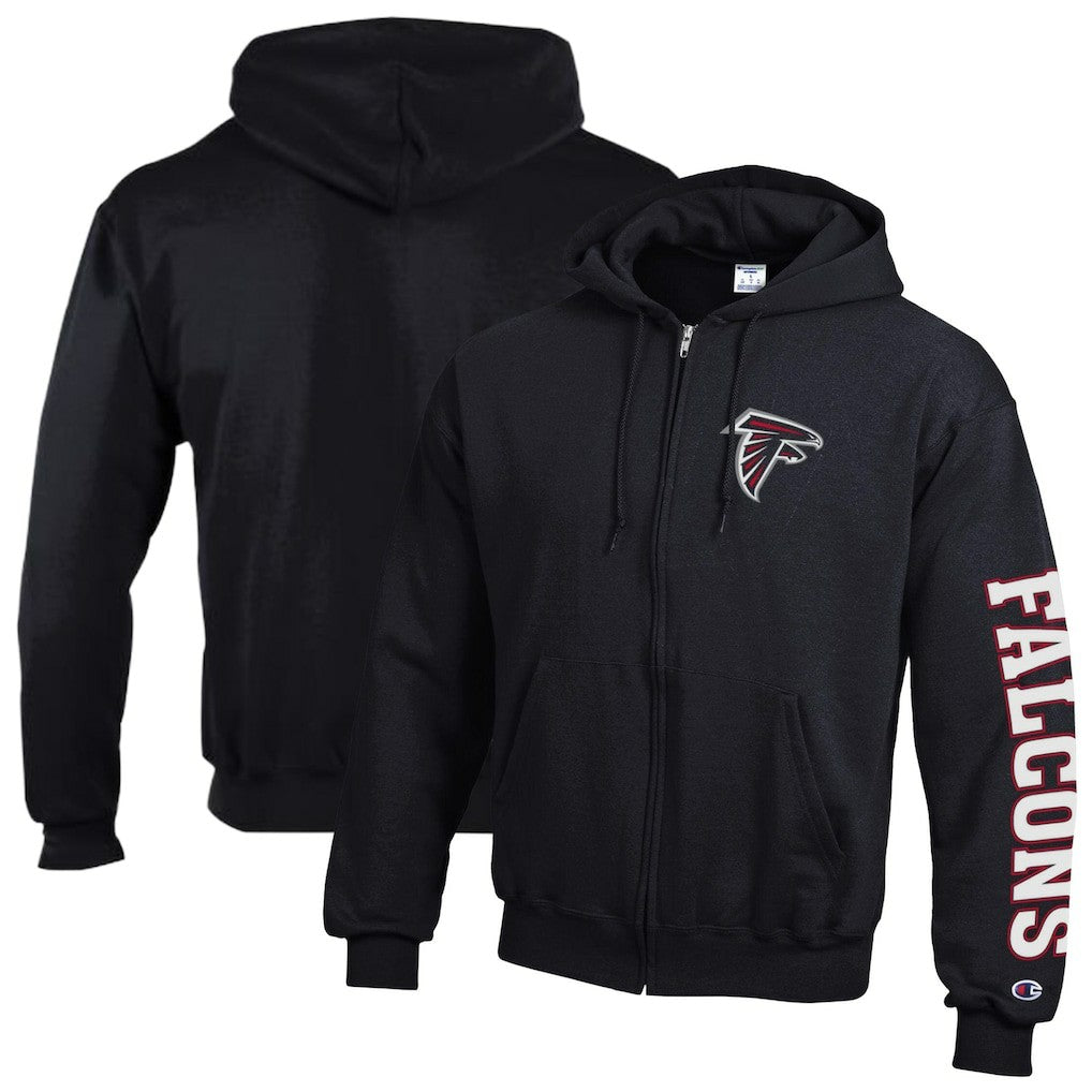 Atlanta Falcons Champion Powerblend Fleece Full-Zip Hoodie - Black Hoodies