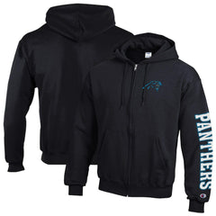 Carolina Panthers Champion Powerblend Fleece Full-Zip Hoodie - Black Hoodies