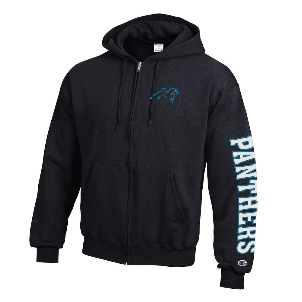 Carolina Panthers Champion Powerblend Fleece Full-Zip Hoodie - Black Hoodies
