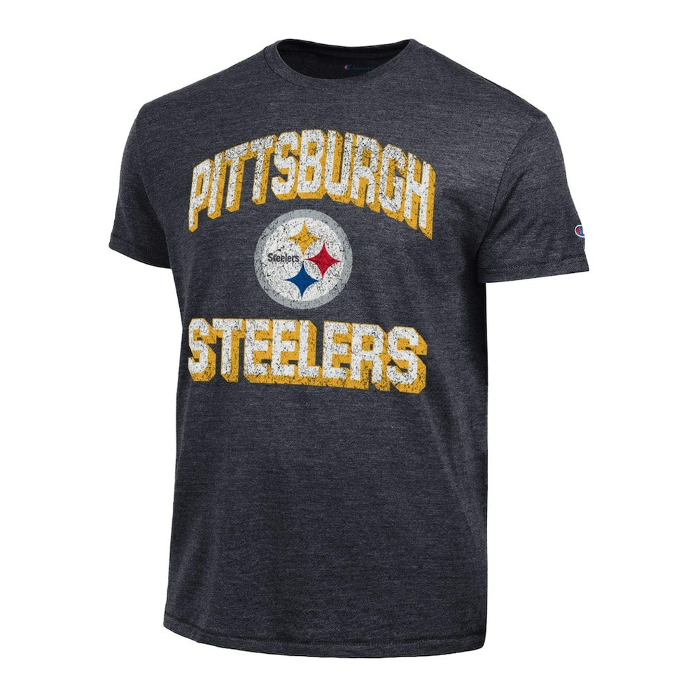 Pittsburgh Steelers Champion Ultimate Tri-Blend T-Shirt - Heather Black T-shirts
