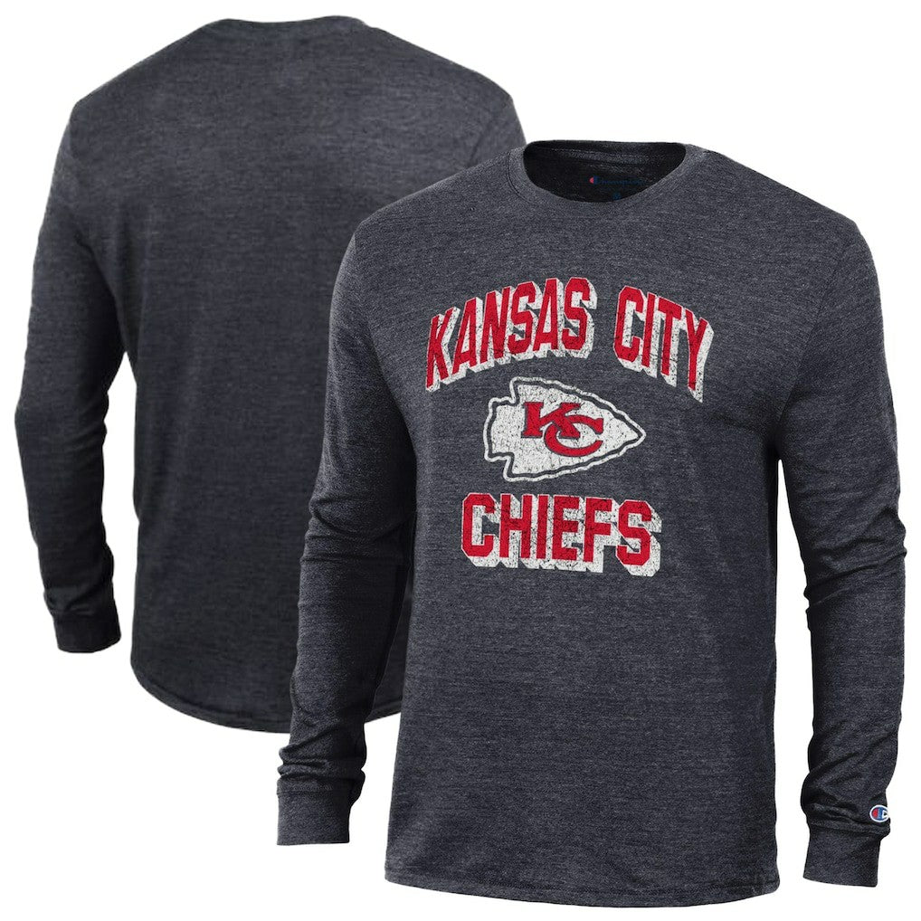 Kansas City Chiefs Champion Ultimate Tri-Blend Long Sleeve T-Shirt - Black T-shirts