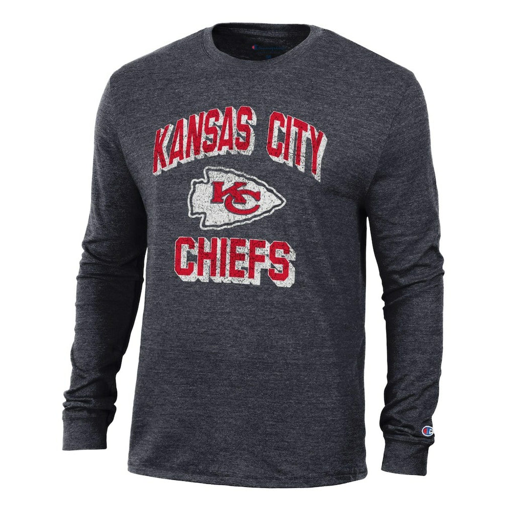 Kansas City Chiefs Champion Ultimate Tri-Blend Long Sleeve T-Shirt - Black T-shirts
