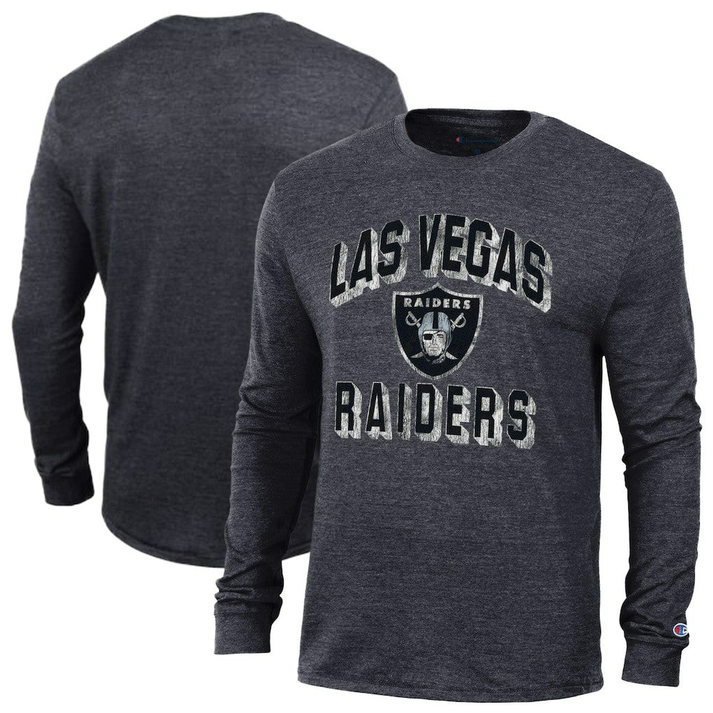 Las Vegas Raiders Champion Ultimate Tri-Blend Long Sleeve T-Shirt - Black T-shirts