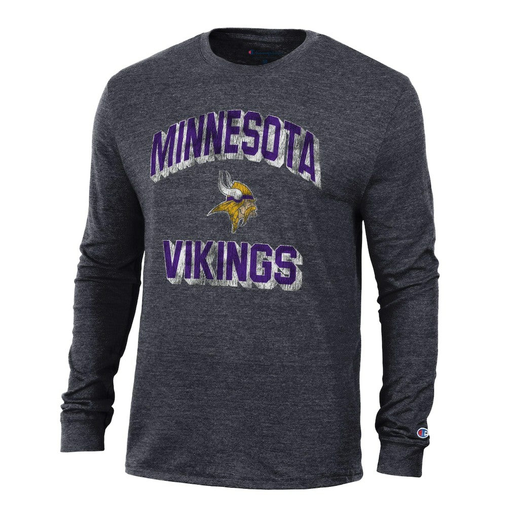 Minnesota Vikings Champion Ultimate Tri-Blend Long Sleeve T-Shirt - Heather Black T-shirts
