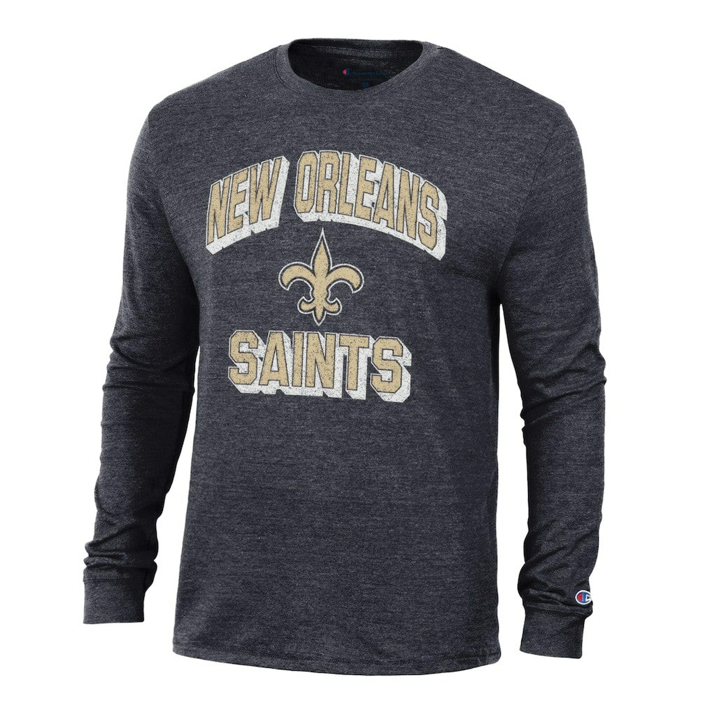 New Orleans Saints Champion Ultimate Tri-Blend Long Sleeve T-Shirt - Heather Black T-shirts