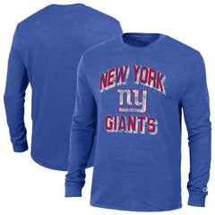 New York Giants Champion Ultimate Tri-Blend Long Sleeve T-Shirt - Heather Royal T-shirts