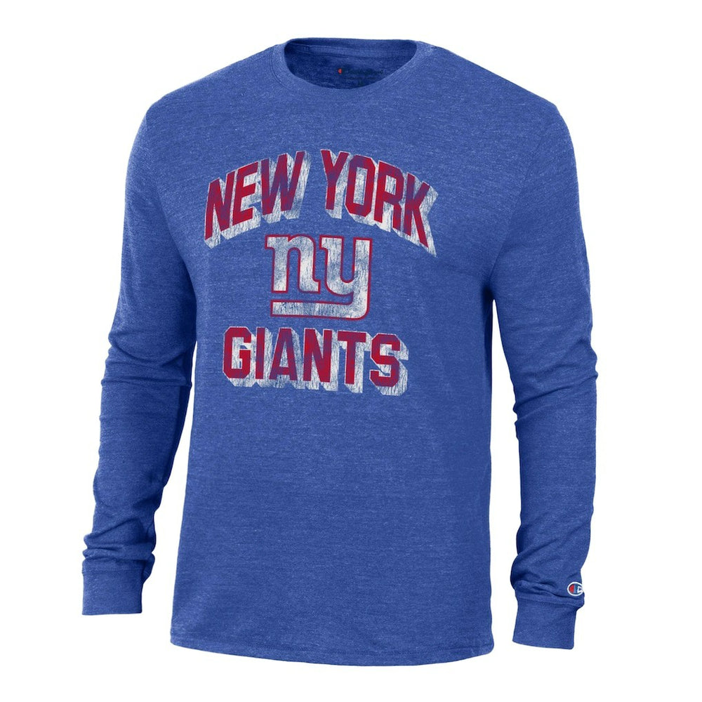 New York Giants Champion Ultimate Tri-Blend Long Sleeve T-Shirt - Heather Royal T-shirts