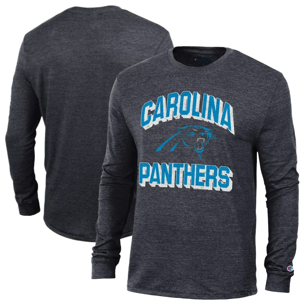 Carolina Panthers Champion Ultimate Tri-Blend Long Sleeve T-Shirt - Heather Black T-shirts