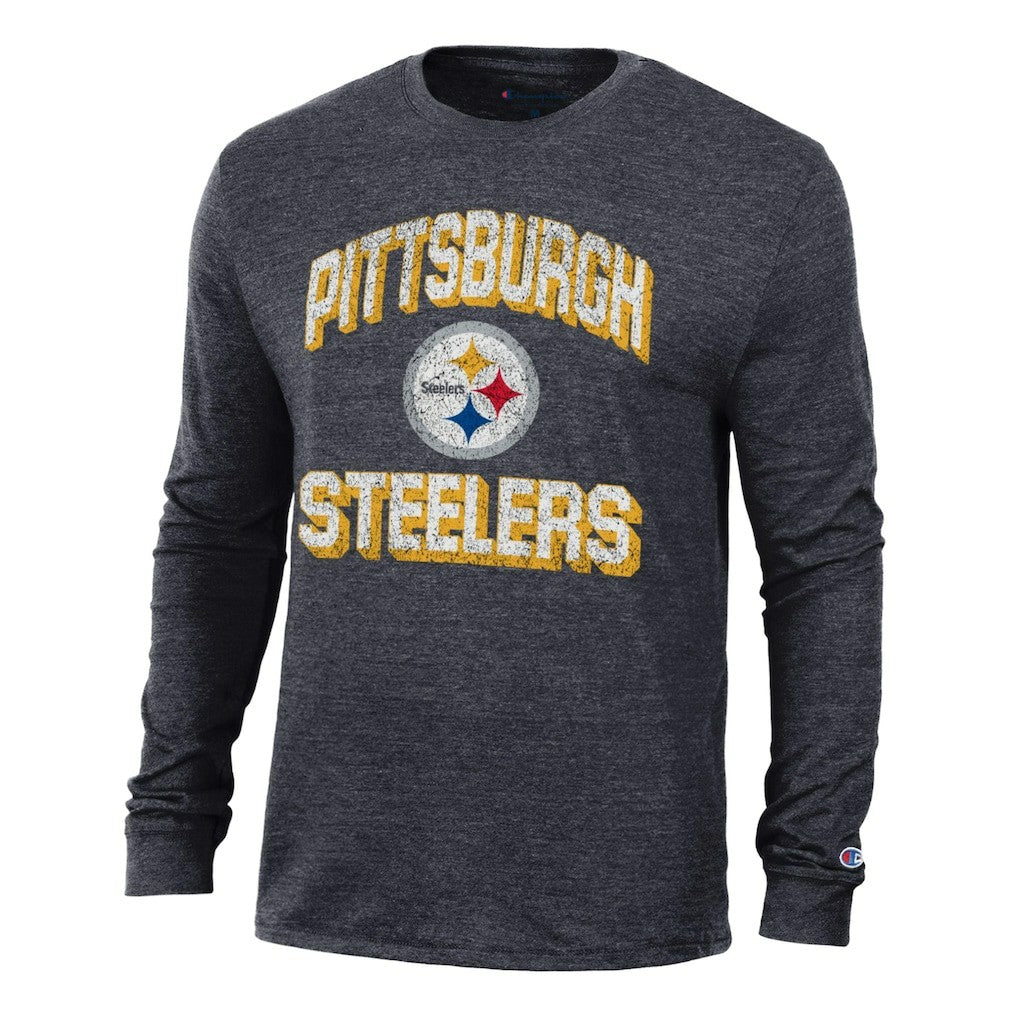 Pittsburgh Steelers Champion Ultimate Tri-Blend Long Sleeve T-Shirt - Heather Black T-shirts