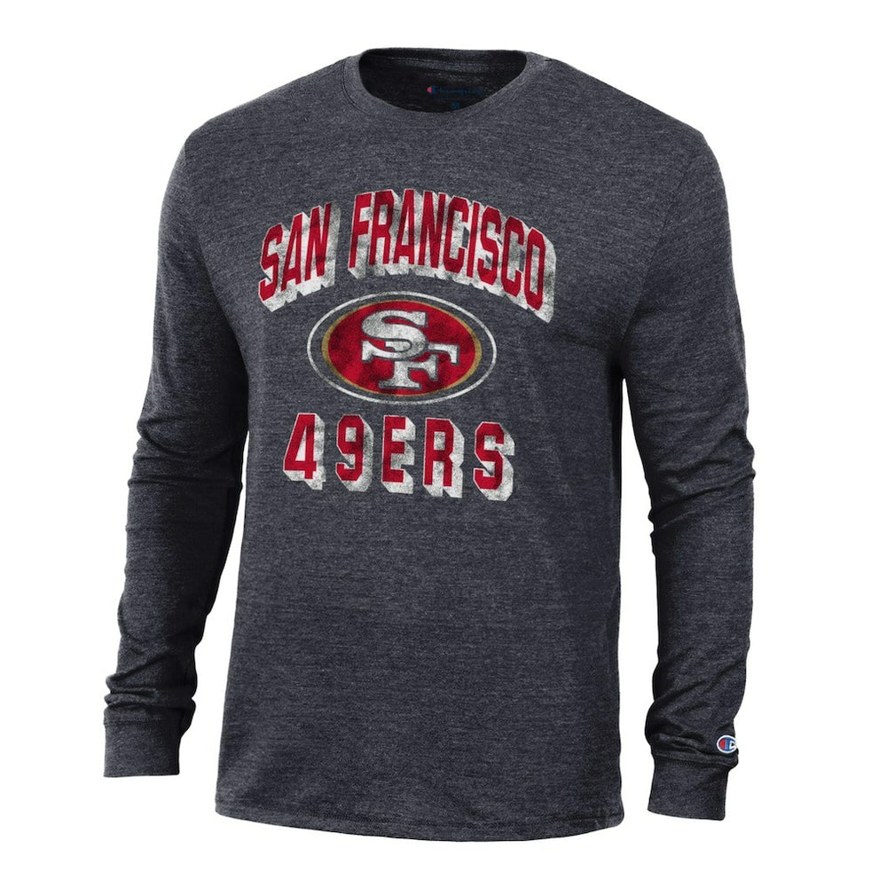 San Francisco 49ers Champion Ultimate Tri-Blend Long Sleeve T-Shirt - Heather Black T-shirts